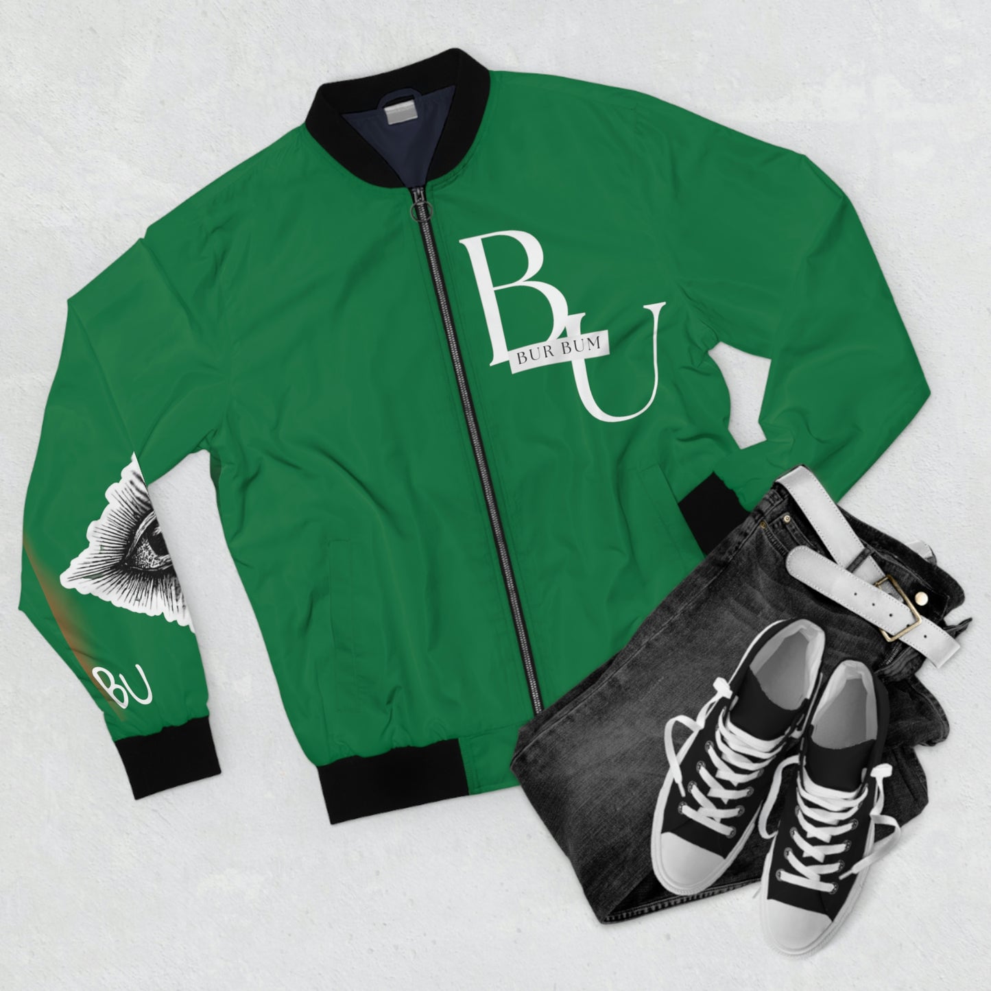 Dark Green All Seeing Eye Bomber Jacket